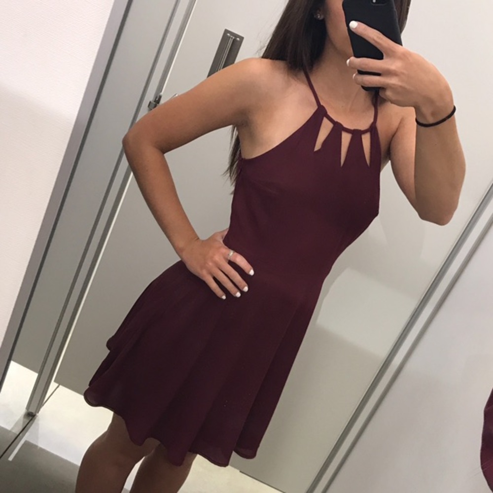 Maroon Express Dress with triangle neck cut outs